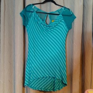 *2 for 20* Stripes and lace long keyhole top